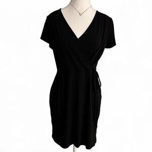 Avirate Wrap Black Modest Perfect Evening Business Casual Out Dress Size XS